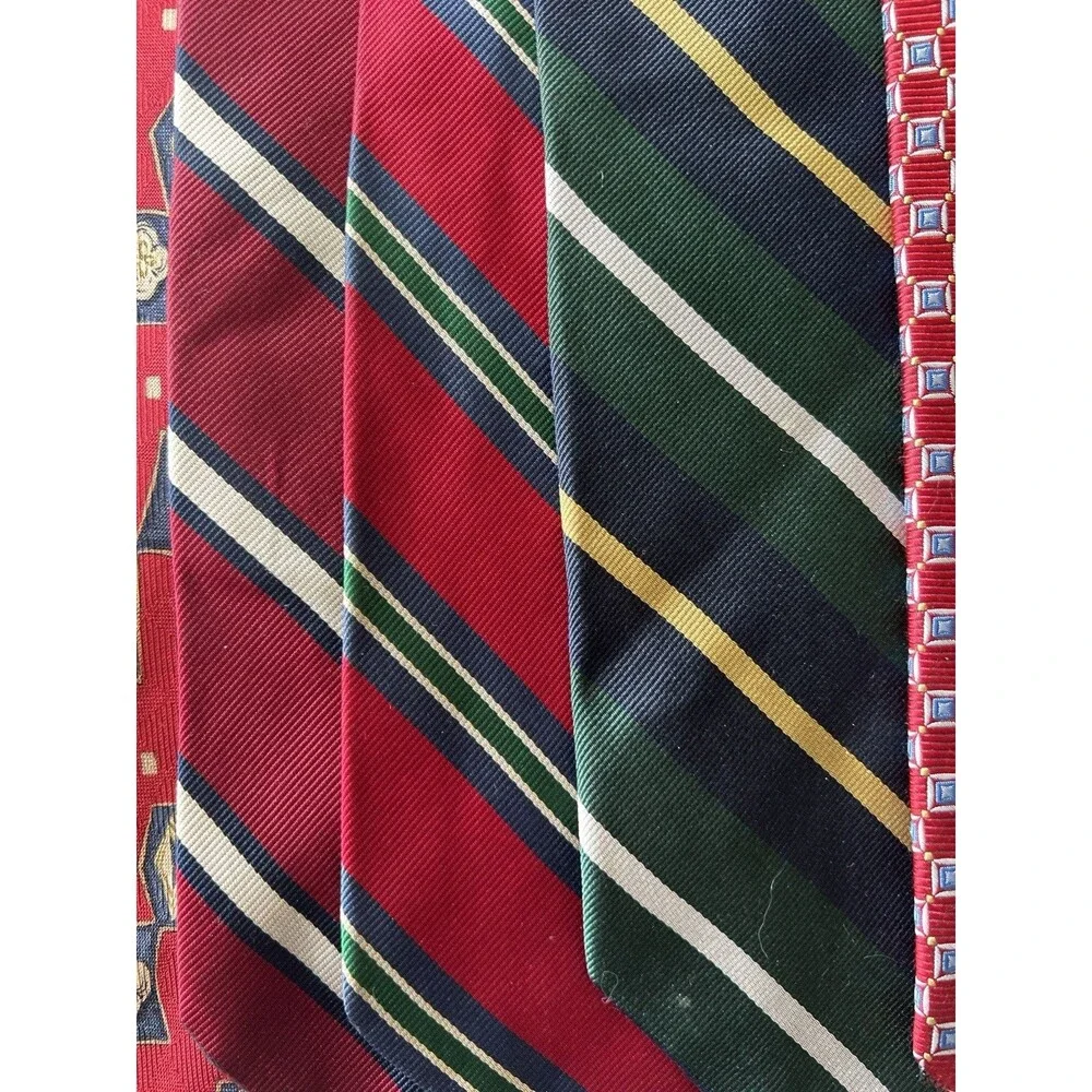 y2k Jos. A. Bank Classic Vintage Silk Tie Lot 7pc Red Blue Green Striped Geo